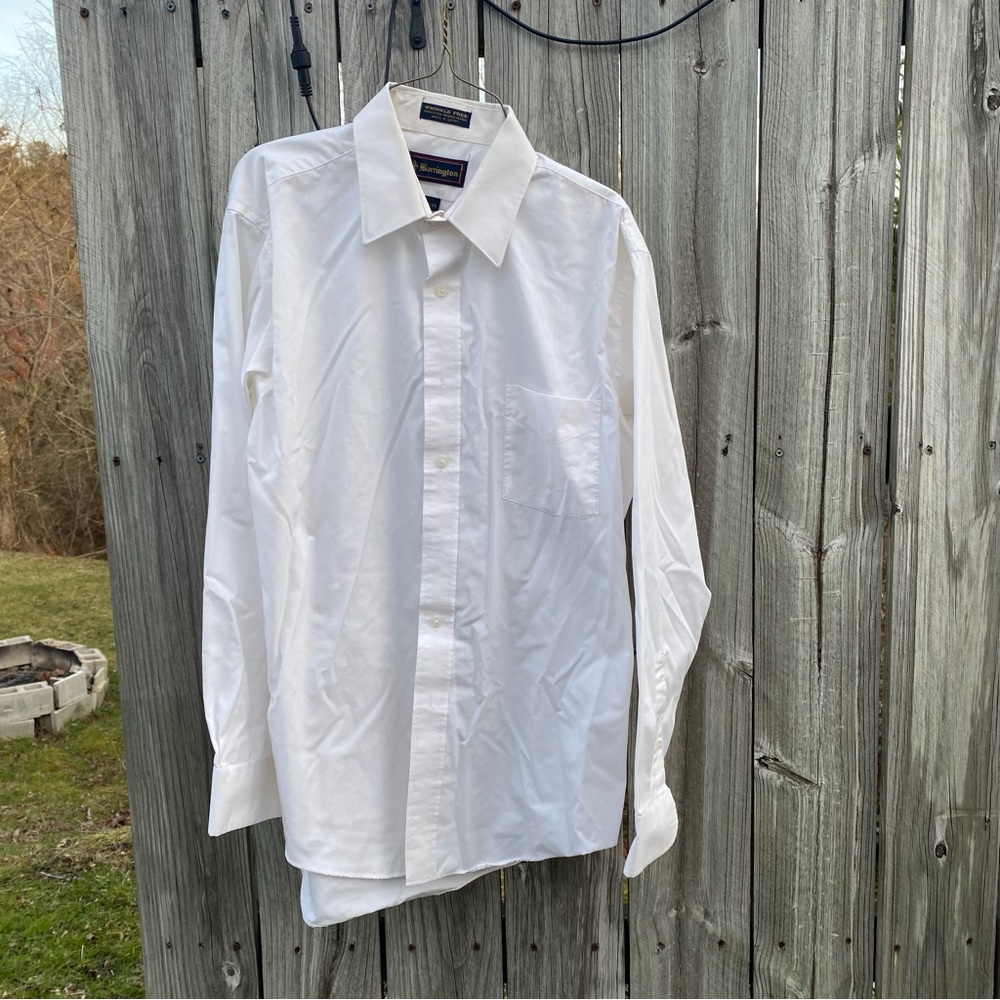 Barrington Mens White Wrinkle Free Button Down Dress Shirt 16 34/35 Long Sleeve